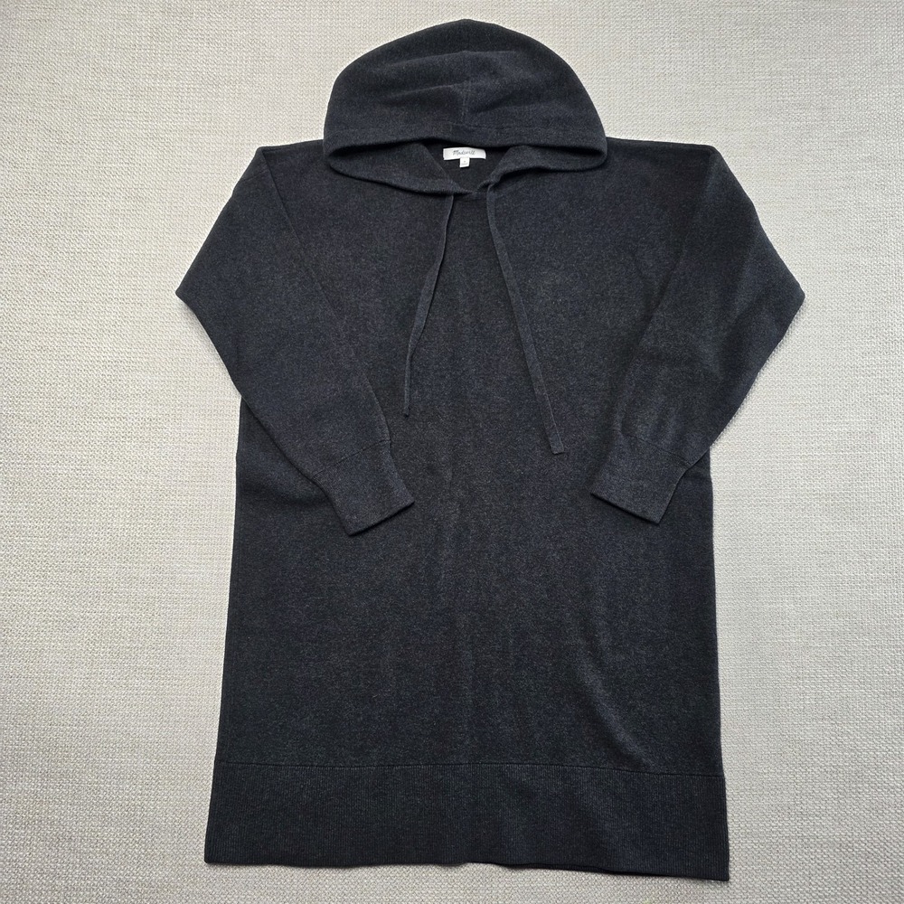 Madewell Hoodie Sweater Dress‎ Womens Small Dark Gray Pullover Knit NB867 Preppy